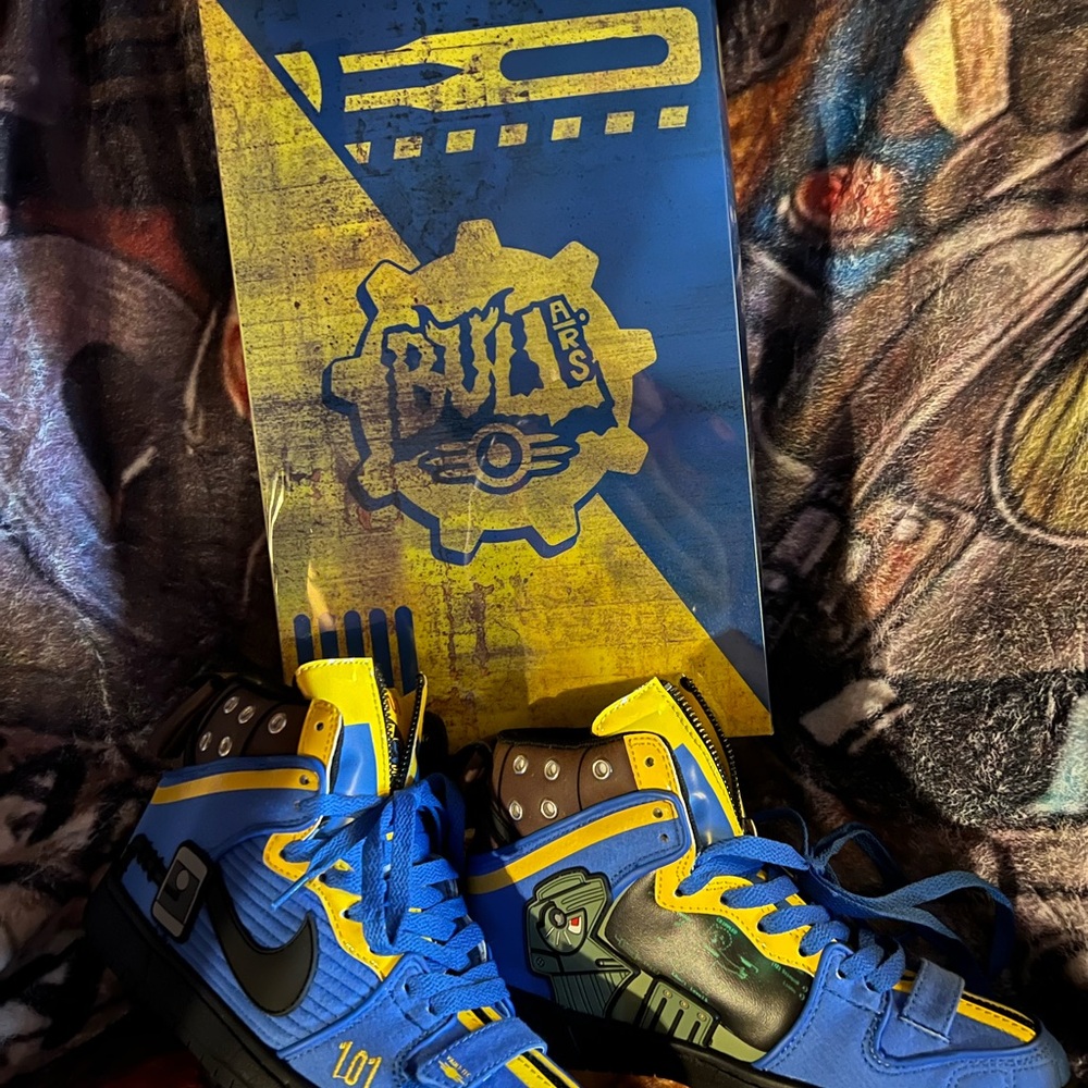 Blue and Yellow High-Top Sneakers